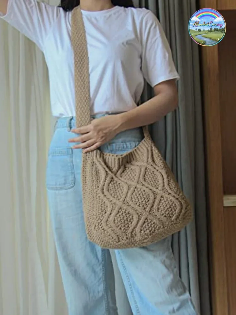 Crochet Hobo Knitted Tote Bag Shopping Shoulder Bag Large Capacity